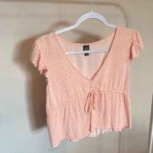 Wild Fable Light Pink Floral V-Neck Blouse